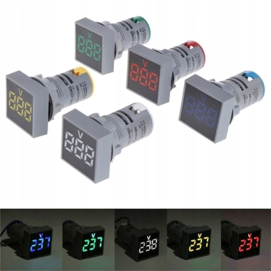 WOLTOMIERZ AC 20-500V LED 22mm MIERNIK KWADRAT Z