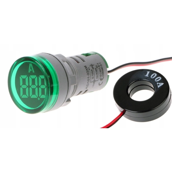 AMPEROMIERZ 100A LED 22mm MIERNIK WSKAŹNIK Z