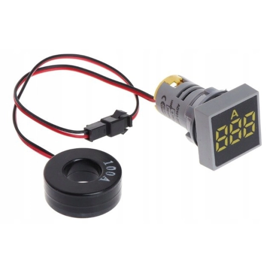AMPEROMIERZ 100A LED 22mm MIERNIK KWADRAT Ż