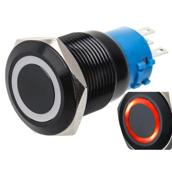 PRZYCISK WANDALOODPORNY 19mm CHWILOWY 3A/250V BC