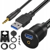 PRZEDLUZACZ 2 MB GNIAZDO USB 3,0 JACK 3,5mm PANEL