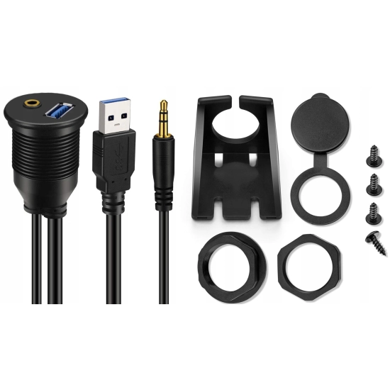 PRZEDLUZACZ 2 MB GNIAZDO USB 3,0 JACK 3,5mm PANEL