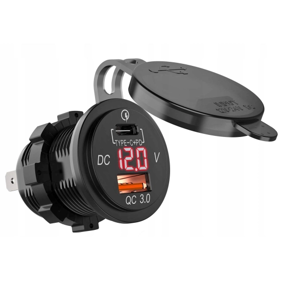 USB QUICK CHARGE 3,0 + TYP C GNIAZDO WOLTOMIERZ C
