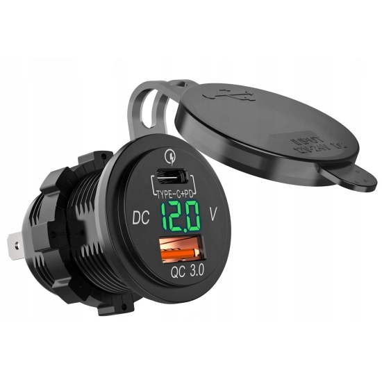 USB QUICK CHARGE 3,0 + TYP C GNIAZDO WOLTOMIERZ Z