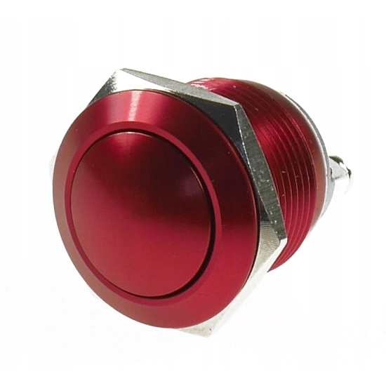 PRZYCISK WANDALOODPORNY 19mm CHWILOWY 2A/250V CZER