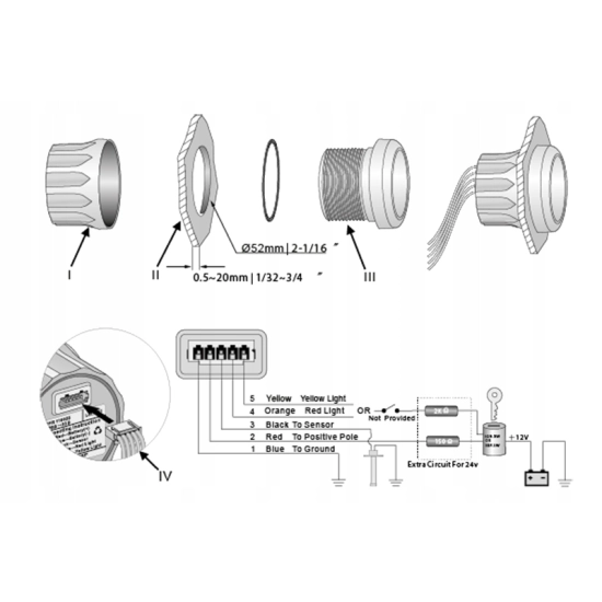 WSKAZNIK KUS 52MM TEMPERATURA OLEJU ZEGAR METAL