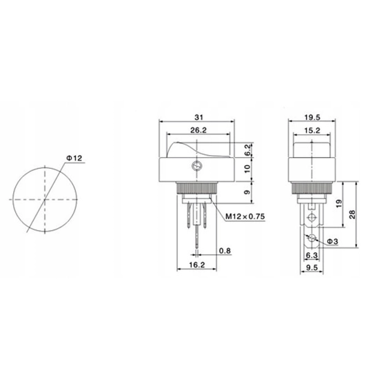 PRZELACZNIK WLACZNIK 12V 20A LED DIODA CZERWONA