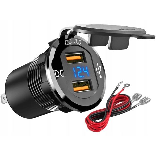 QUICK CHARGE USB 2PORTY GNIAZDO WOLTOMIERZ METAL N