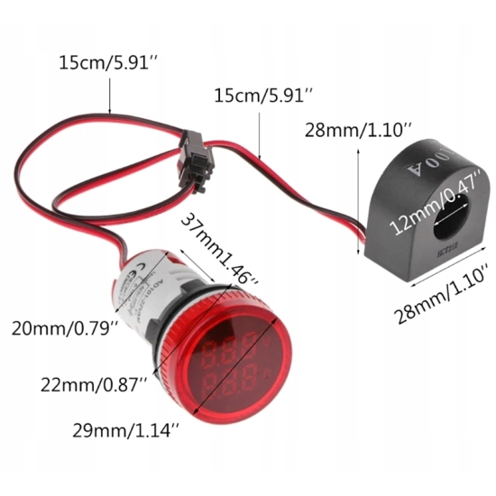 WOLTOMIERZ AMPEROMIERZ AC 0-100A 50-500V 22mm Ż