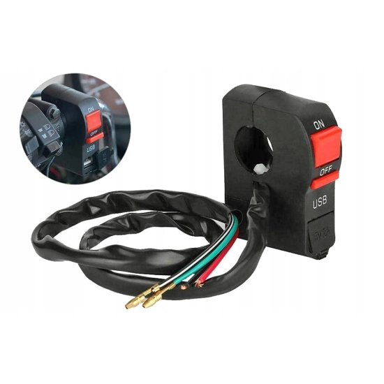 PRZEŁĄCZNIK WŁĄCZNIK KIEROWNICA MOTOCYKL USB 2A