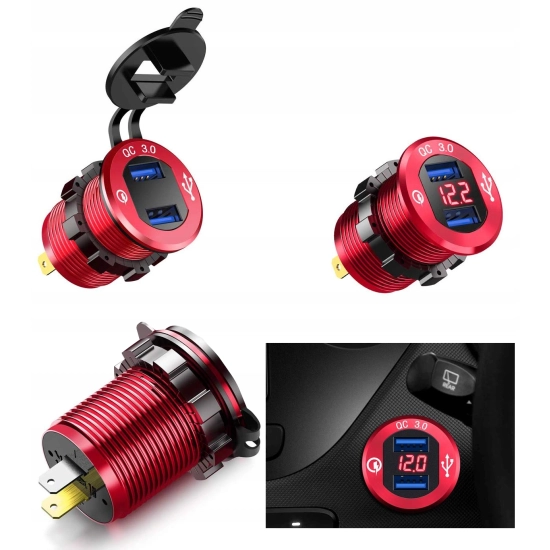 QUICK CHARGE USB QC 3.0 GNIAZDO WOLTOMIERZ METAL C