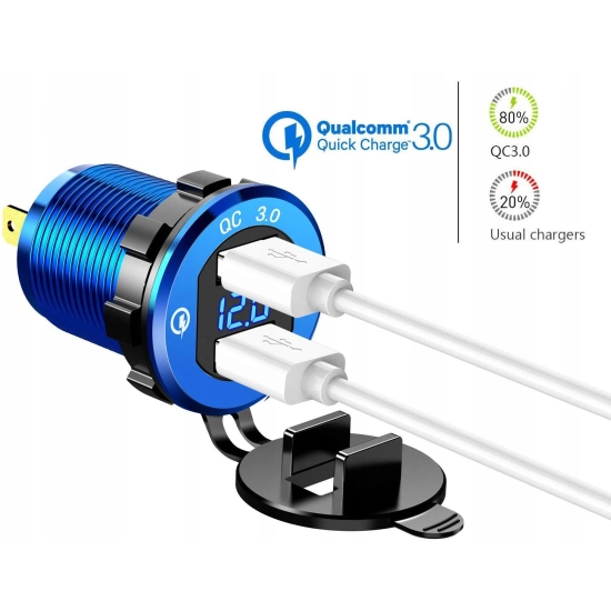 QUICK CHARGE USB QC 3.0 GNIAZDO WOLTOMIERZ METAL N