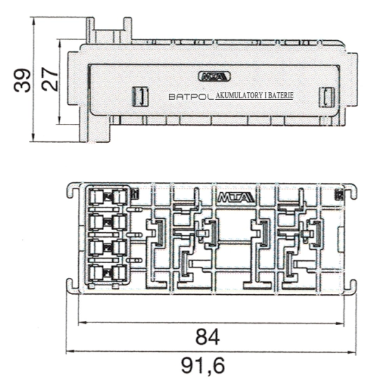 MODUŁ MTA 0101504 SKRZYNKA GNIAZDO 2x MIDI 4x MINI