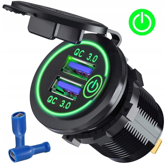 USB QC 3.0 QUICK ŁADOWARKA GNIAZDO ON/OFF DOTYKOWA