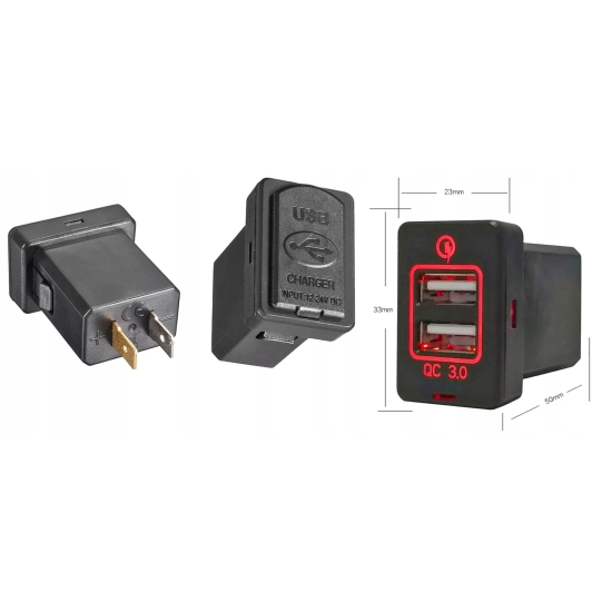 USB QC 3.0 GNIAZDO TOYOTA WIAZKA QUICK CHARGE Z