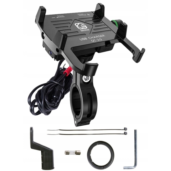 UCHWYT NA TELEFON ŁADOWARKA MOTOCYKLOWA USB 3.0 QC