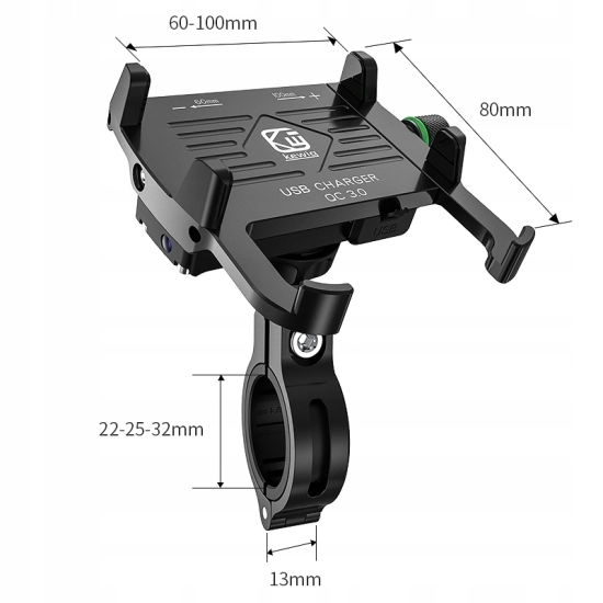 UCHWYT NA TELEFON ŁADOWARKA MOTOCYKLOWA USB 3.0 QC