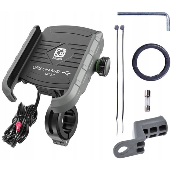 UCHWYT NA TELEFON ŁADOWARKA MOTOCYKLOWA USB 3.0 QC