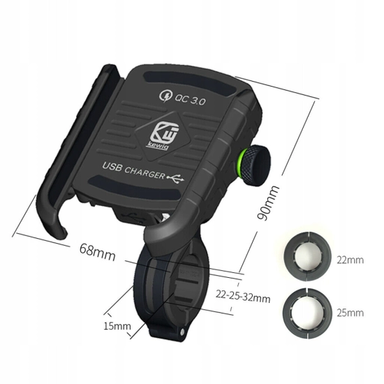 UCHWYT NA TELEFON ŁADOWARKA MOTOCYKLOWA USB 3.0 QC