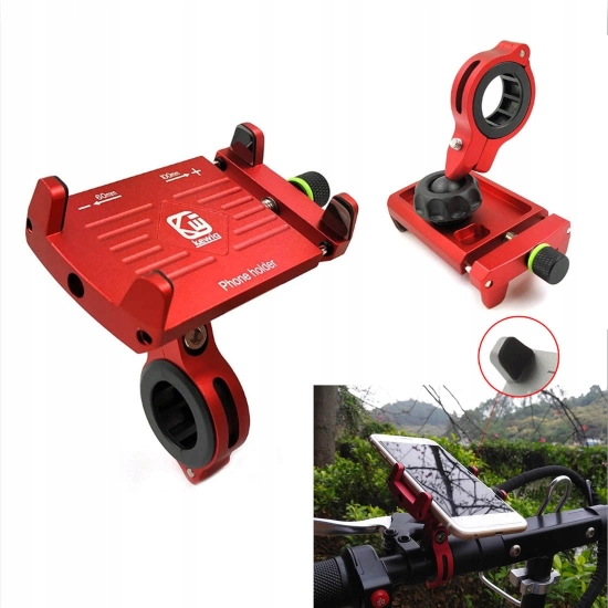 UCHWYT NA TELEFON MOTOCYKLOWY ROWEROWY METAL CZER