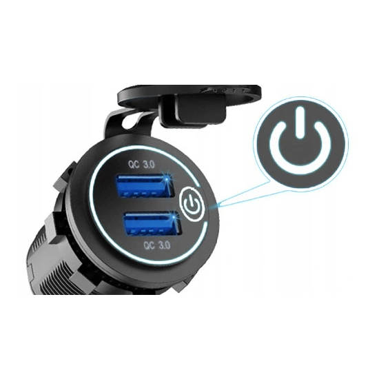 USB QC 3.0 QUICK ŁADOWARKA GNIAZDO ON/OFF DOTYKOWA