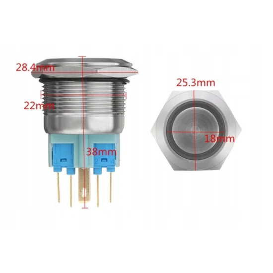 PRZYCISK WANDALOODPORNY 22mm BISTABILNY 3A/250 C P